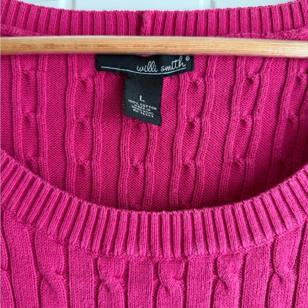 Willi Smith Fuchsia Cable Knit Sweater - Picture 3 of 4